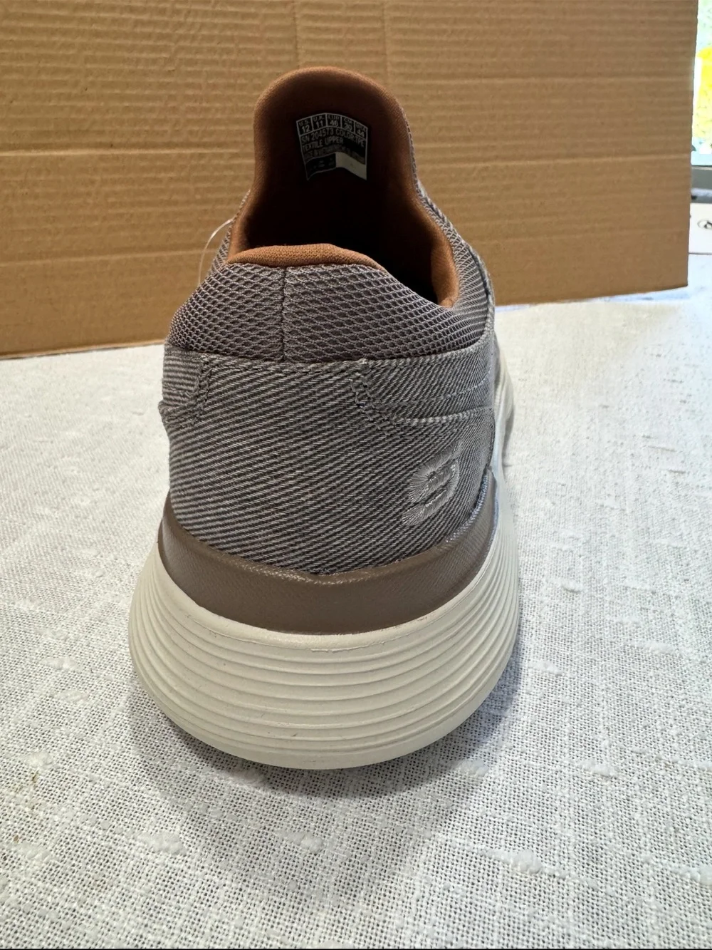 Skechers Men’s Gray Canvas Slip-On Style Sneakers with Tan Accents